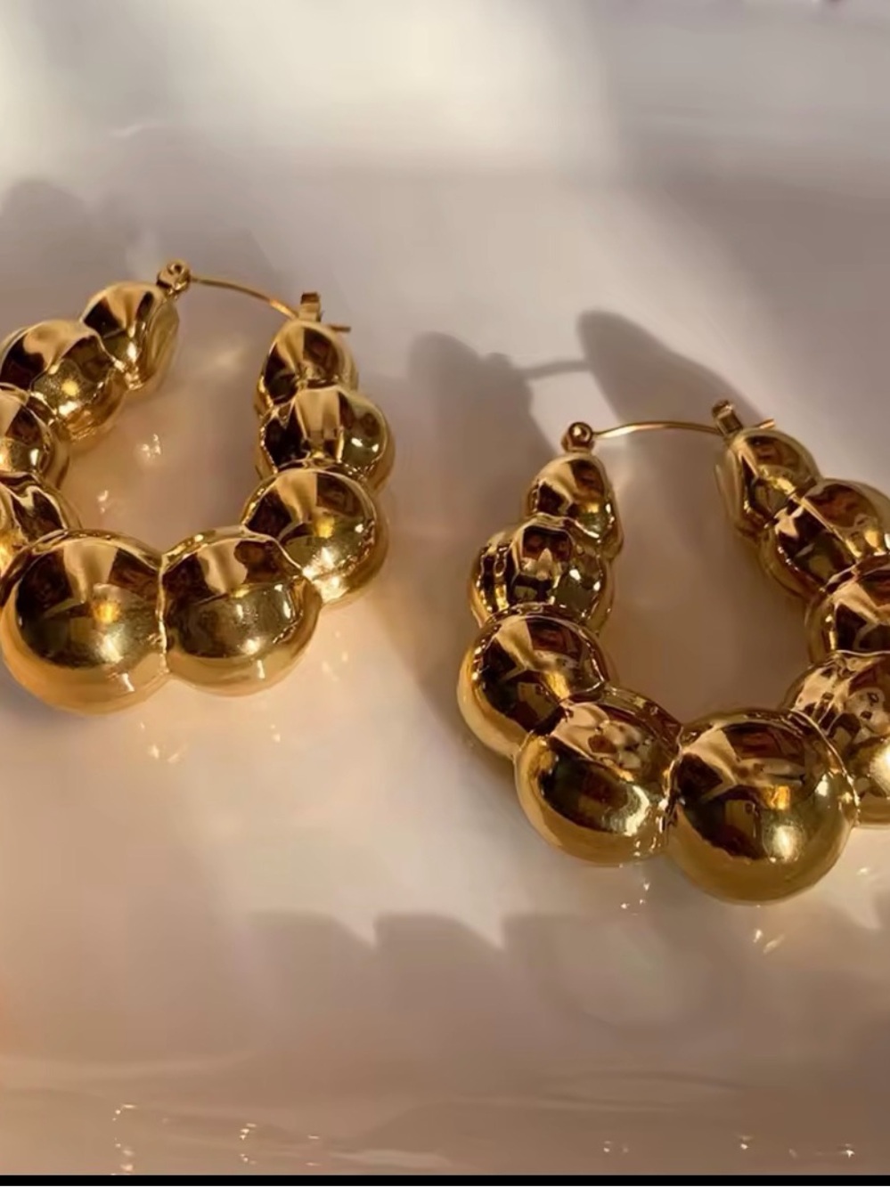 Gold Platted Bubble Hoop Earrings - Women Jewelry